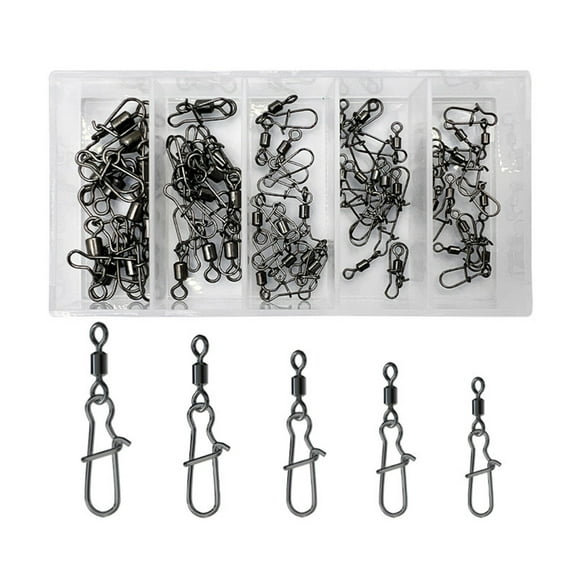 Necvior High Strength Rolling Bearing Snaps Fishing Barrels Swivels and Clip Lure Connector Clip for Saltwater Freshwater