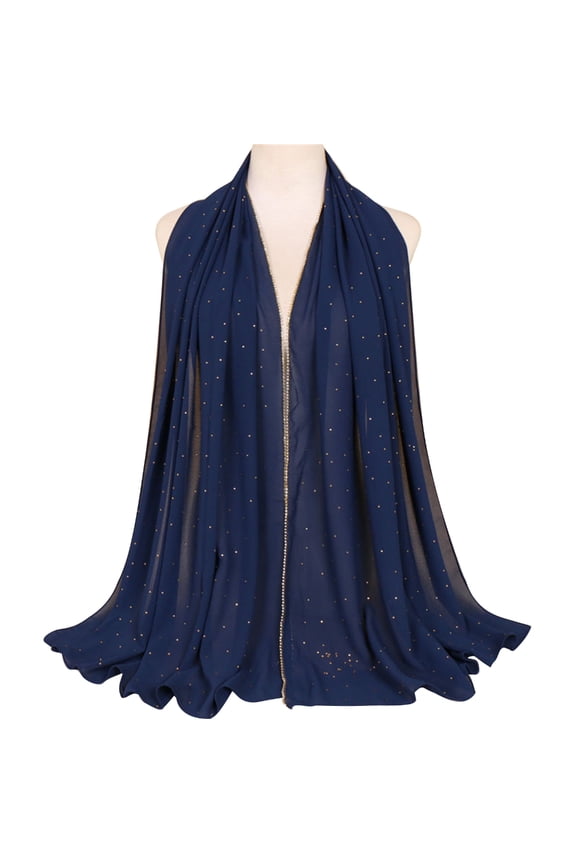 Hijab Muslims Head Scarf Solid Color Long Head Wrap Scarves Rhinestones Shawls for Women Fashion Accessories