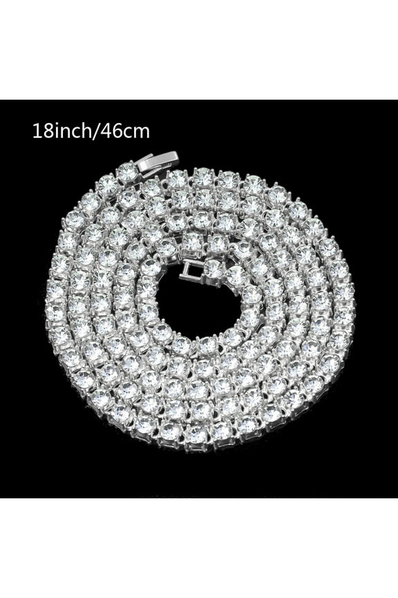 Hip Hop Crystal Jewelry Iced Tennis Chain Men Necklace Iced Cubic Zircon Cuban Link Chain Necklace Jewelry