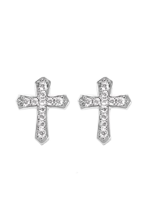 Hip Hop Style Cross-Dangle Earrings with Full Rhinestone Vintage Crucifix-Stud