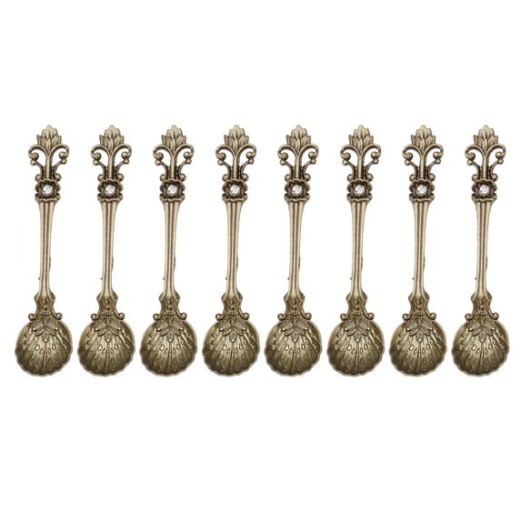 Necvior Home Kitchen Royal Antique Tableware Cutlery Set European Style Vintage Seasoning Spoon Carved Coffee Tea Scoop Style 8x