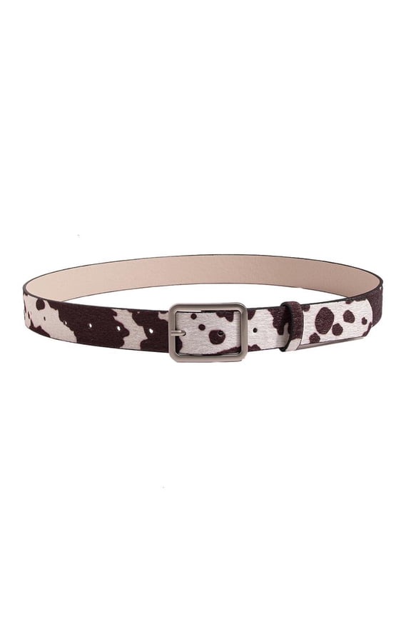Hot Girl Waistband Western Cowboy Style Cow Pattern Belt Metal Buckle for Jeans