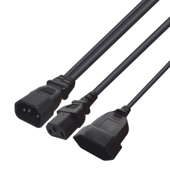 Necvior IEC320 C14 to C13+EU4.0mm Power Extension Cable Converters Adapters Cord Line