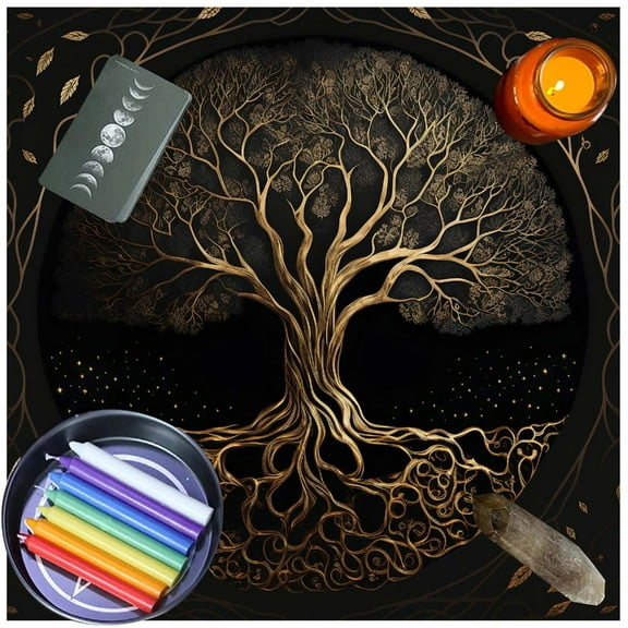 Necvior Indian Consigners Life Tree Altar Cloth Tablecloth Life Trees Ritual Spiritual Cloth for Tarot Table Cover 50/75cm
