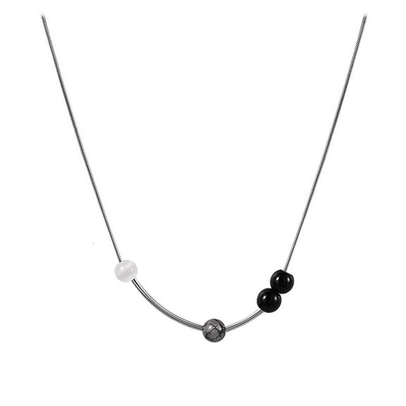 Necvior Ink Opal Bead Necklace Female Temperament Niche Net Red Ins Collarbone Chain Korean Version Student Simple Jewelry