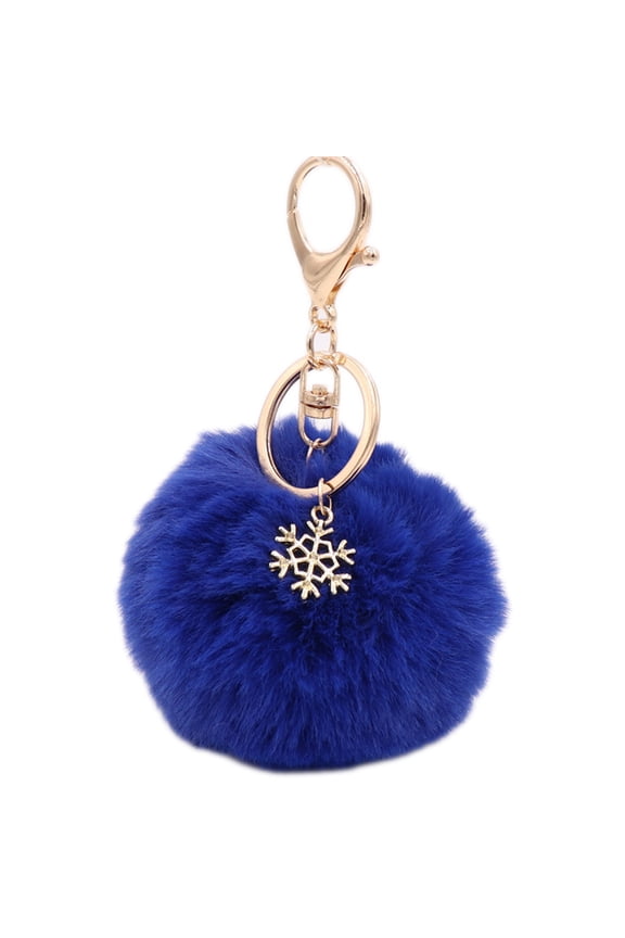Keychain with Snowflake Pendant Plush Keyring for Women Girls Bag Accessories Ornament
