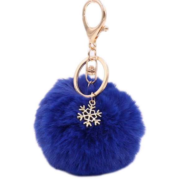 Necvior Keychain with Snowflake Pendant Plush Keyring for Women Girls Bag Accessories Ornament