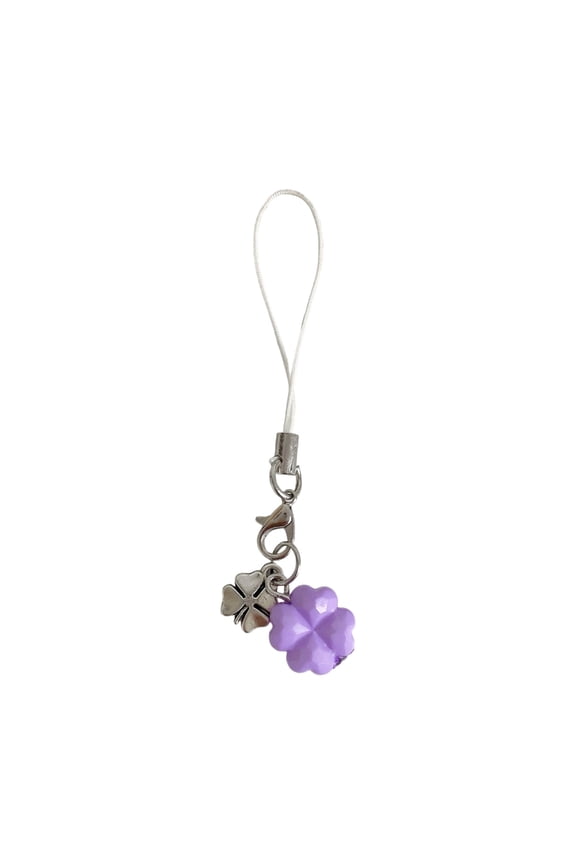 Korean Style Four Leaf Clovers Keychain Phone Charm Acrylic Beaded Four Leaf Clovers Phone Chain For Luck Decorations
