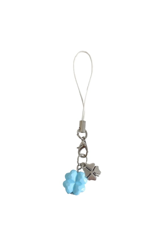 Korean Style Four Leaf Clovers Keychain Phone Charm Acrylic Beaded Four Leaf Clovers Phone Chain For Luck Decorations