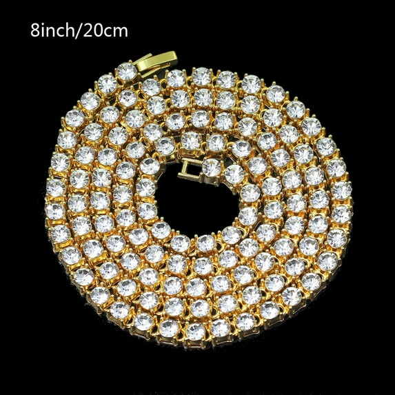 Necvior Korean Stylish Silver Gold for Rhinestone Tennis Chain for Daily Wear Party Date Ceremony Anniversary Festival Special D