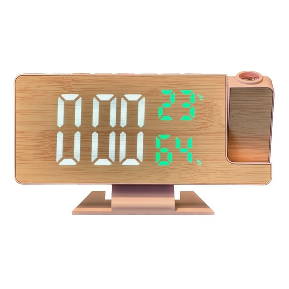 Necvior LED Desk Digital Alarm Clock with Time Projectors Temperature and Humidity Readings Adjustment Brightness for Any Room