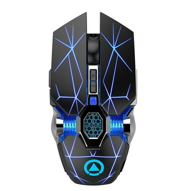 Necvior LED Mouse Rechargeable Mechanical Silent Mouse Mute Backlit Ergonomic Cordless Mouse for Laptops Mouse Portable Rechargeable Silent Mouse Mobile Optical Mice with USB Receiver Black White 2.4G