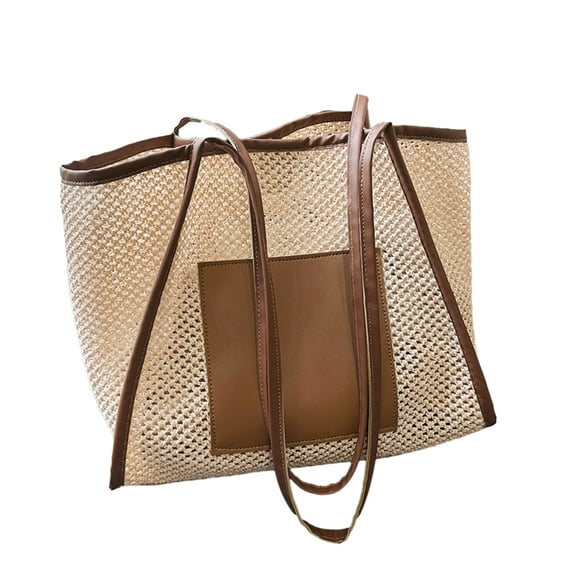 Necvior Large Capacity Beach Bag for Women Fashionable Mesh Tote PU Handbag for Girls