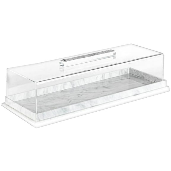 Necvior Lidded Pastry Display Case For Cupcakes Elegant Marble Pattern Dessert Stand