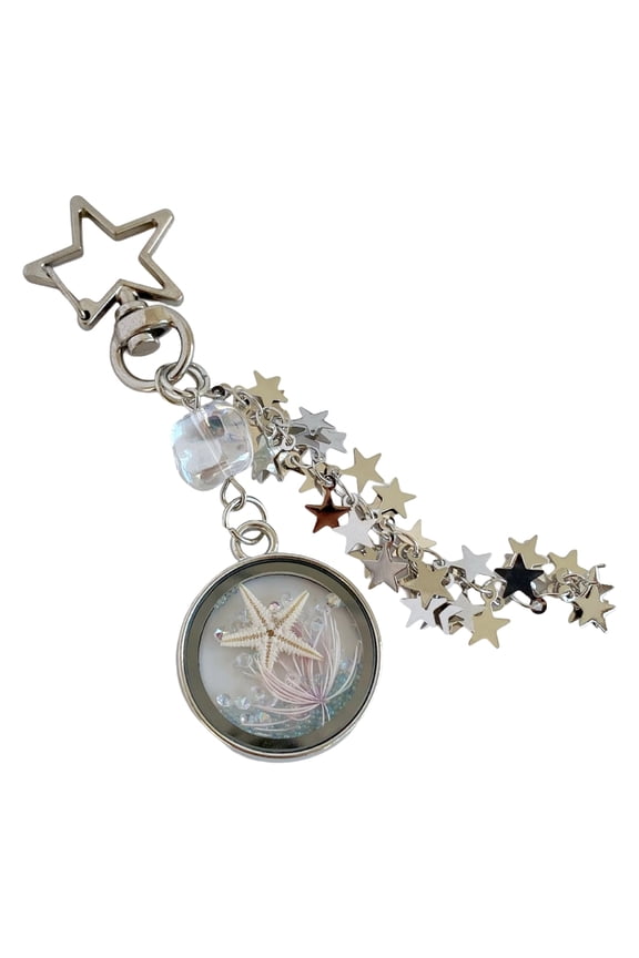 Lightweight Marine Keychain with Real Starfish and Seaweed Design Perfect for Everyday Use or Travel