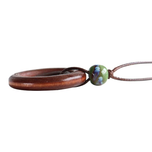 Necvior Long Sweater Chain Wood Round Ring Necklace Statement Jewelry Vintage Neck Chain