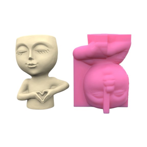 Necvior Love Girl Concrete Silicone Pot Mold Succulent Flowerpot Clay Cement Plaster Molds DIY Home Garden Flower Pots Mould