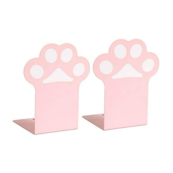 Necvior Lovely Metal Bookends Decorative for Cat Paw Book End Heavy Duty Book Stopper Slip for Kids Books Movies CDs Video