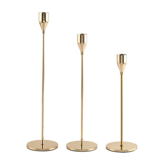 Necvior Luxury Metal Candle Holders Set of 3 Pillar Table Centerpiece Candle Holder for Wedding Party Home Office Decoration