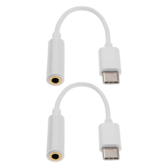 Necvior Male Type C to Female 3.5mm Cable, 2pcs/set USB C to 3.5mm Port Adapter Cord Headphone Conversion Wire Line