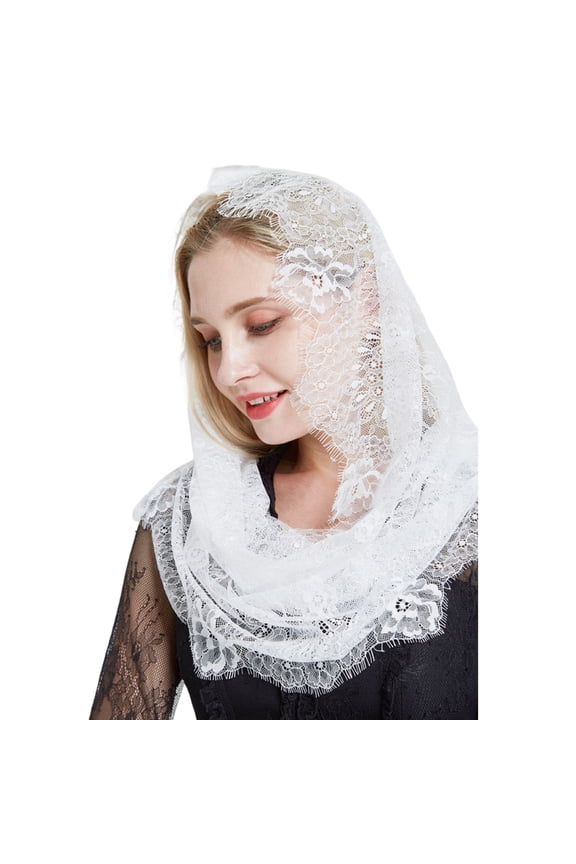 Mantilla Veil Catholic Veil Mass Veil Headcovering Latin Mass Chapel Veil Mass Veil Embroidery Lace Veil