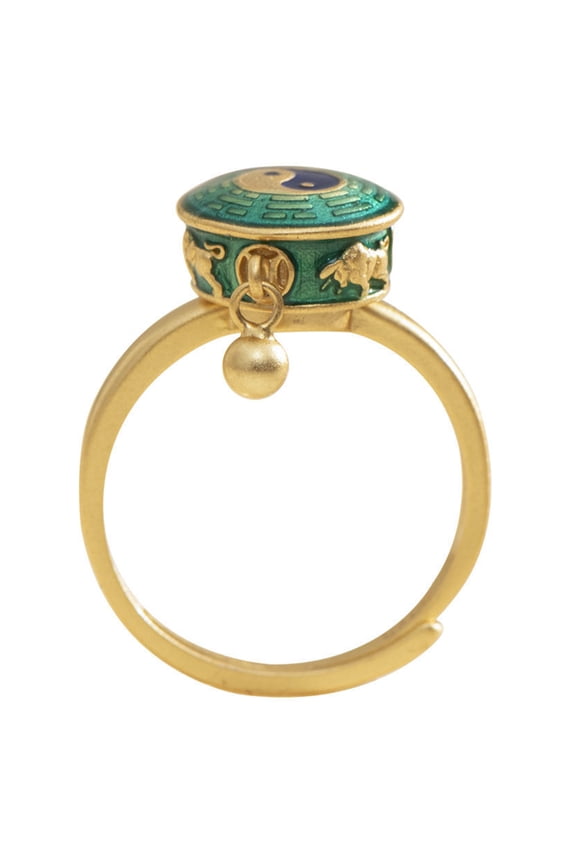 Mantra Finger Ring Good Luck Lady Bands Ring for Women Prayer Wheel Ring