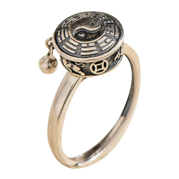 Necvior Mantra Finger Ring Good Luck Lady Bands Ring for Women Prayer Wheel Ring