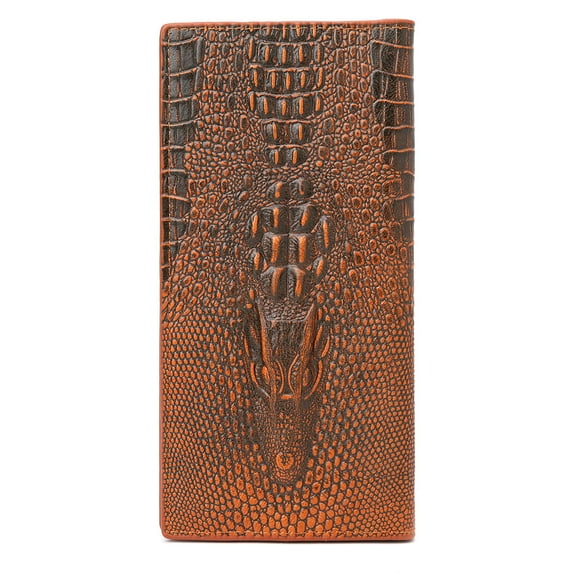 Necvior Men's 3D Alligator Wallet Bifold ID Card Holder Purse for Case Long Clutch Billf