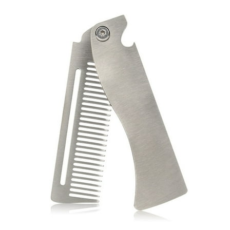 Necvior Men's Stainless Steel Foldable Beard Comb for Perfect Beard Sculpting and Care