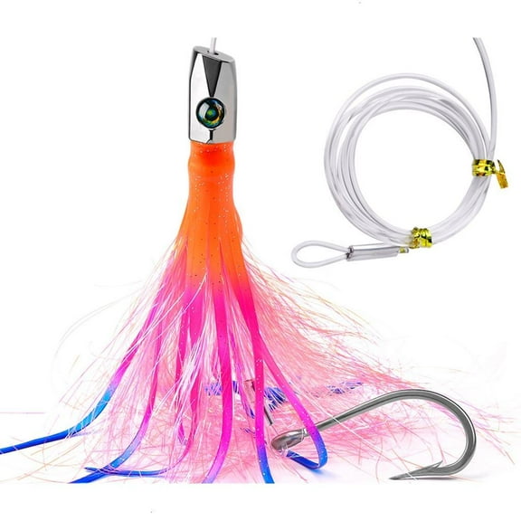 Necvior Metal Head Octopuses Squid Skirt Baits Seawater Fishing Lures Octopuses Squid Skirt Trolling Lures Saltwater Octopuses Baits