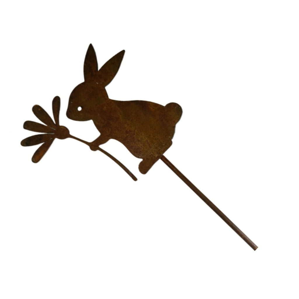 Necvior Metal Rabbit Stake Garden Outdoor Rabbit Statue Yard Easter ...