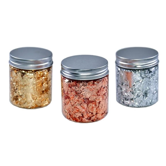 Necvior Metallic Foil Flakes Imitation Silver Gold Foil Chips Flakes Decal Decoration