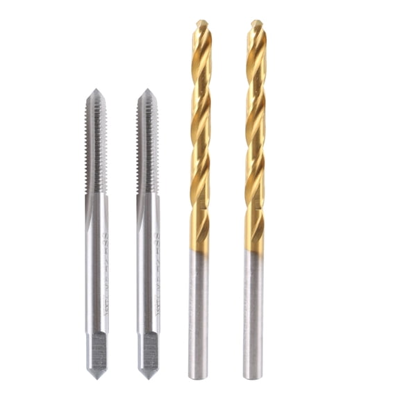 Necvior Metric Straight Flute Thread Tap 2Pcs 4.2mm Twist Drill Bit Coated Screw