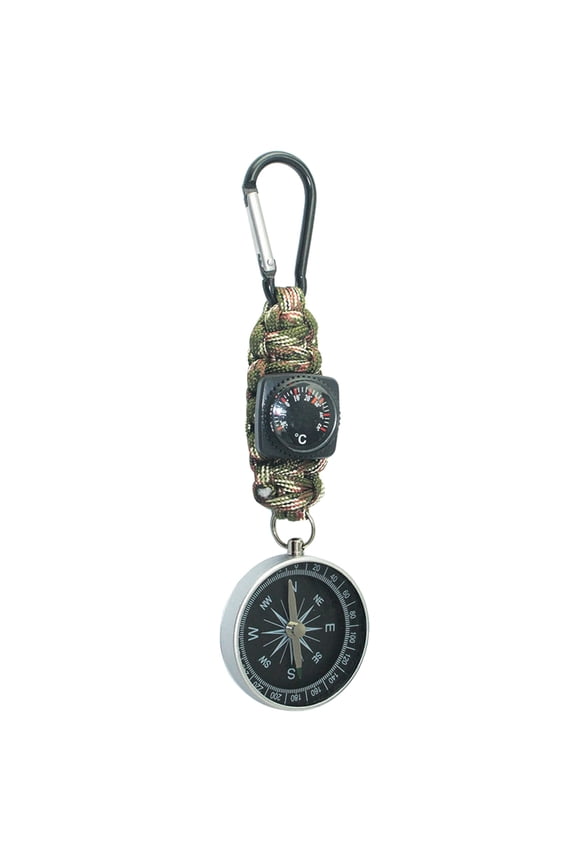 Mini Handheld Compasses Carabiner Clip Keychains Thermometer for Outdoor Hiking