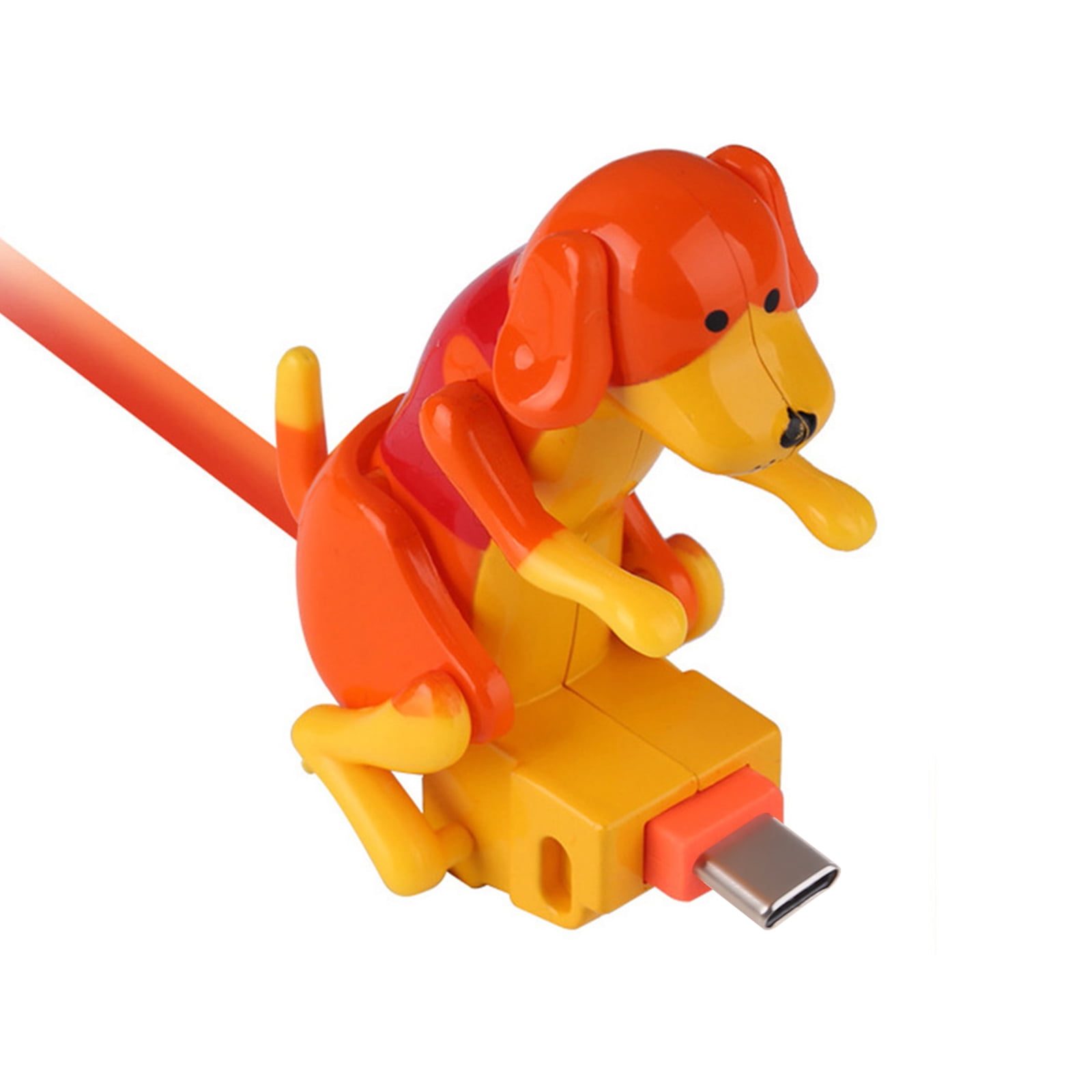ARBM Humping Dog - Caricabatterie per telefono, cavo dati con divertente cane canaglia, caricatore USB, cavo caricabatterie per iPhone, Android, tipo C (2 pezzi, bianco e arancione), Android