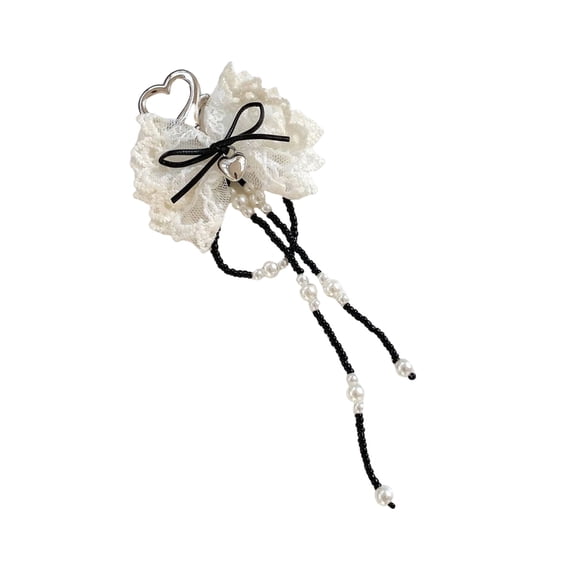 Necvior Modern Key Rings Lace Heart Pendant And Pearls Tassels Keyring Jewelry For Girls