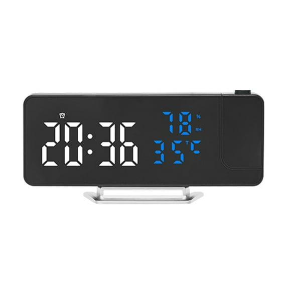 Necvior Modern LED Clock with Time, Temperature, and Humidity Readout 12/24 USB Projector LED Digital Clock