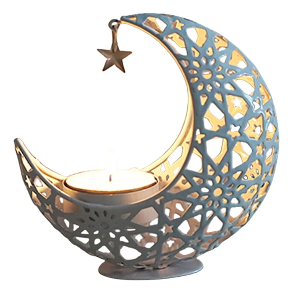 Necvior Moon Shapeds Candle Holder, Creative Crescents Tealight Holder Candlestick, Metal Moon Art Crafts Table Ornaments