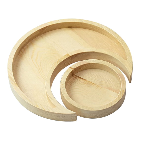 Necvior Moon for Sun Serving Tray Wooden Rustic Tableware Dessert Dish Holder Jewelry Pl