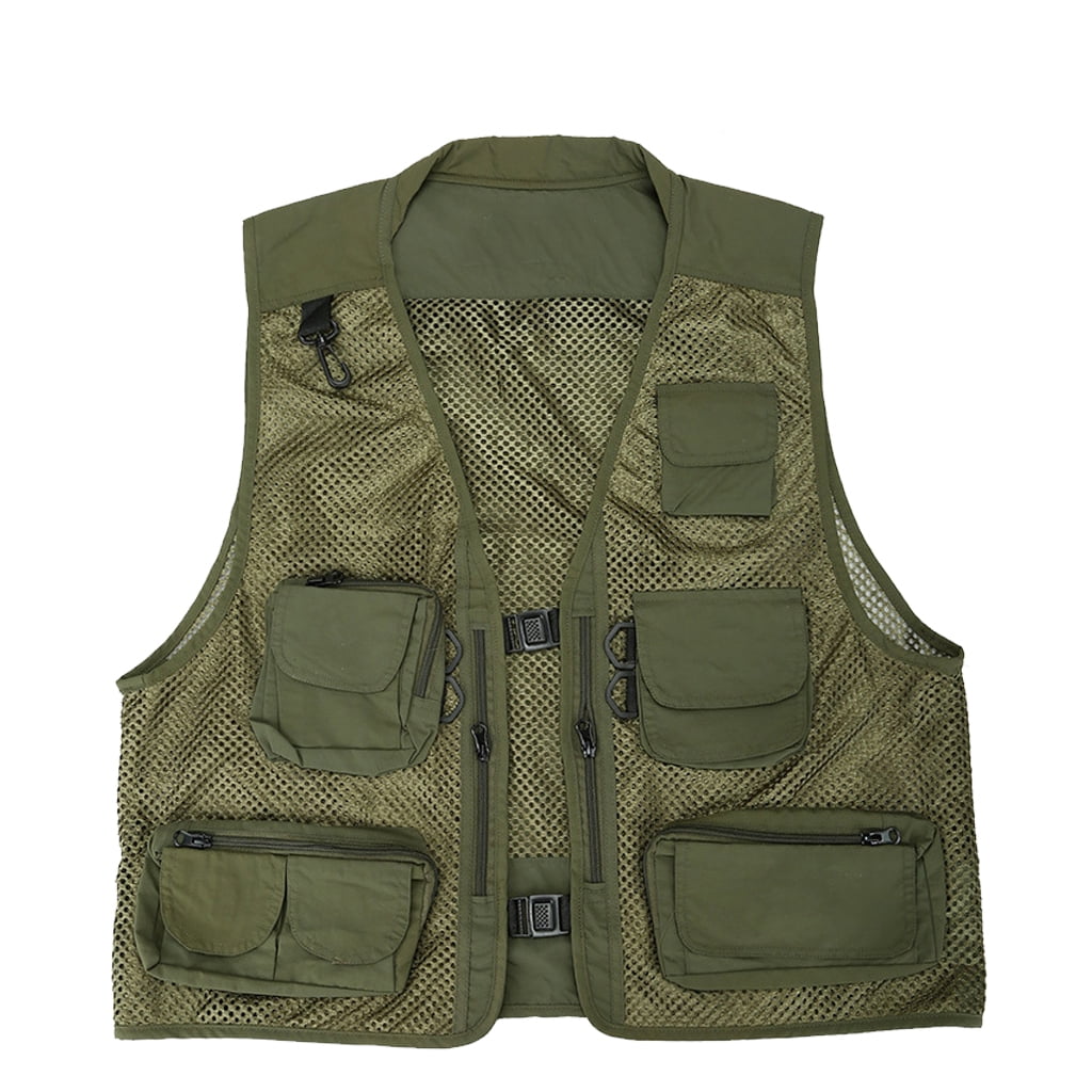 Necvior Multi Pockets Vest Men Summer Mesh Breathable Photography Waistcoat Reporter Director Casual Vest Work Uniform