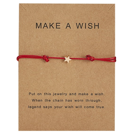 Necvior Multi-color Kabbalah Braided Bracelet Good Luck for Wish Card Star Charm Bracelet Adjustable Wax Rope Bracelet for Frien