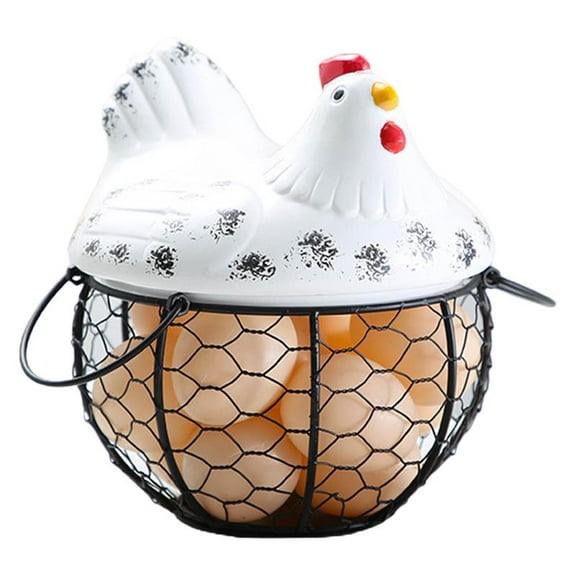 Necvior Multi-function Farm Style Fruit Storage Basket Container Kitchen Supplies Gift Ceramic Hen Ornament Easy to Use Clean