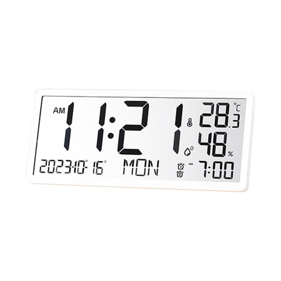 Necvior Multifunctional Alarm Clock LED Large Screen Digital Desktop Clock for Students