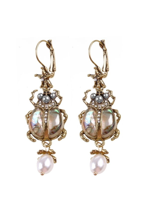 Nice Beach Dangle Earrings Natural Abalone for Shell Pendant Earrings Freshwater Pearl Beetle Drop Earring Jewelry for W