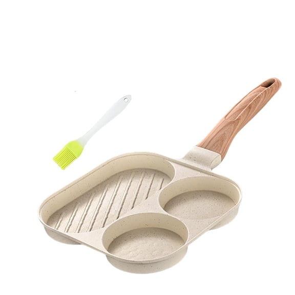 Necvior Nonstick Burgers Eggs Skillets Multi Compartment Frying Pans with Long Handle Convenient Kitchen Breakfast Cookware