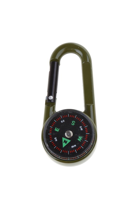 Outdoor Multifunctional Hiking Metal Carabiner Mini Compass Thermometer Keychain