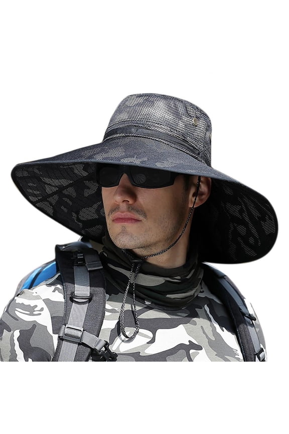 Outdoors Large Brimmed Fishing Hat Sun UV for Protection Waterproof Camo Bucket Hat Bonnie Cap for Hiking Camping Tr