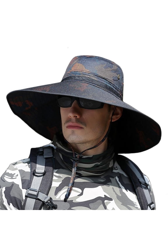 Outdoors Large Brimmed Fishing Hat Sun UV for Protection Waterproof Camo Bucket Hat Bonnie Cap for Hiking Camping Tr
