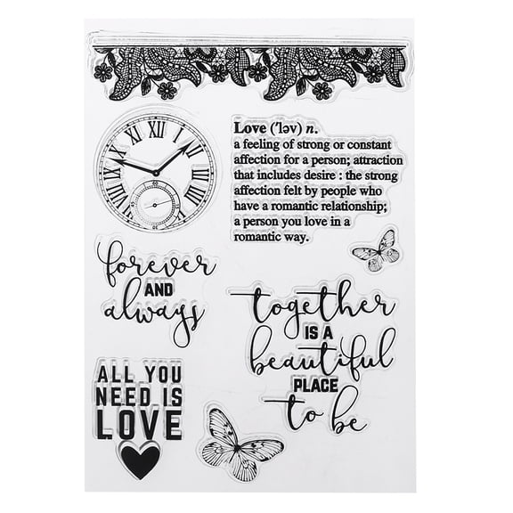 Necvior PVC Transparent Vintage Clock Stamp Seal Fancy Font Cute Patterns DIY Scrapbook