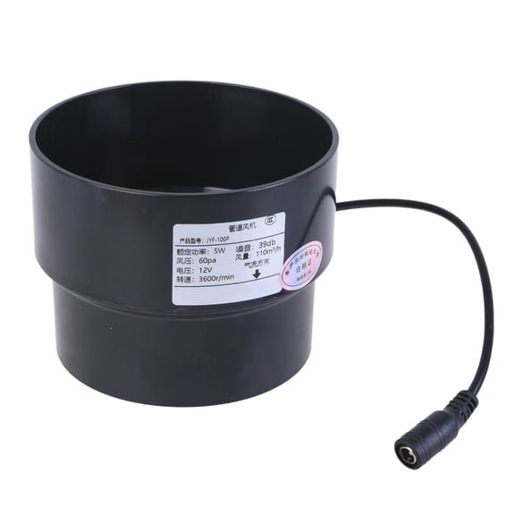 Necvior PVC Ventilation Fan 12V 110mm-100mm for Chicken Coop Greenhouse Quiet Operation